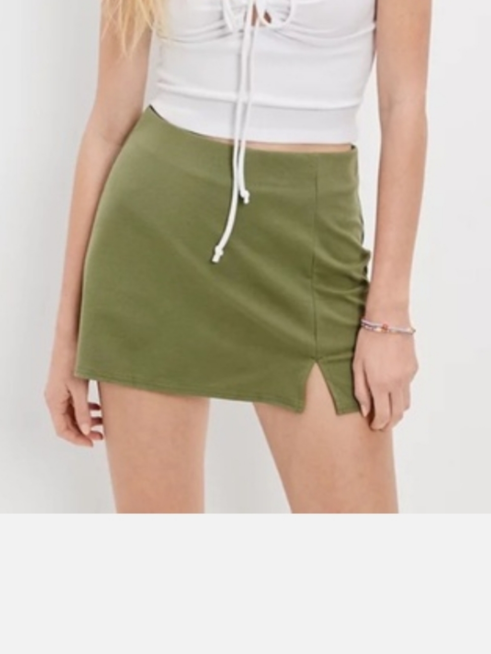 American Eagle Outfitters It Knit Skort Olive Front Slit Small